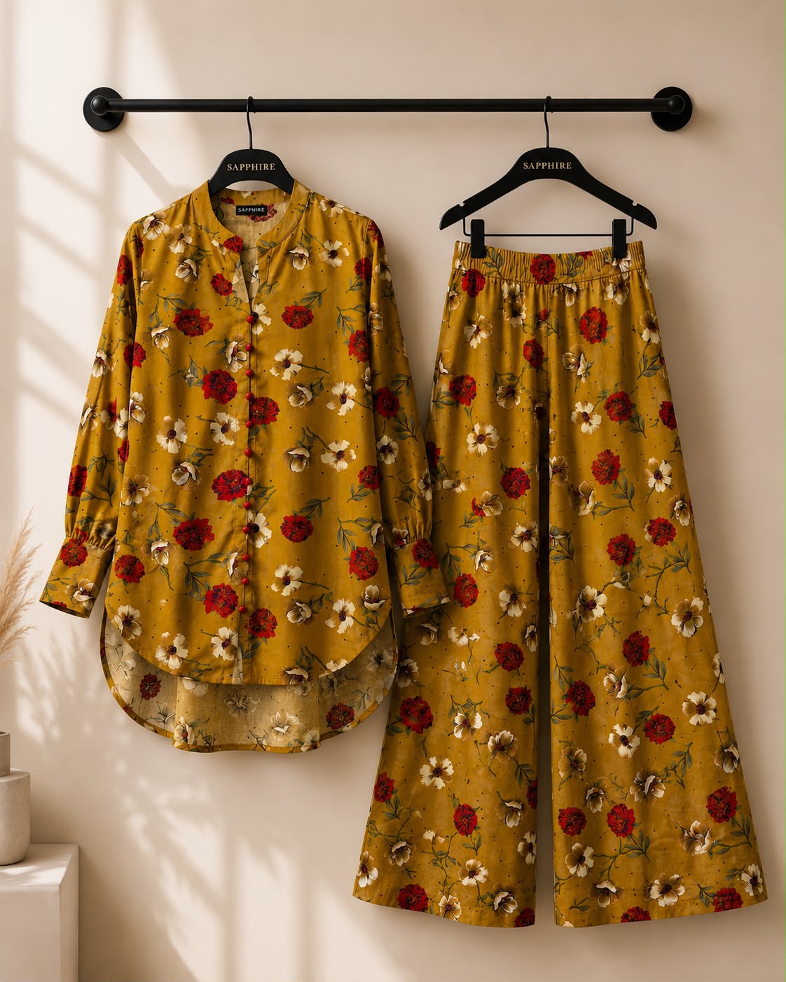 Mustard Floral Printed 2 Piece Co-ord Set