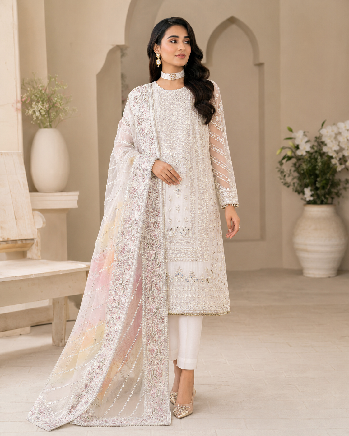 3Pcs Heavy Sequins Embroidered Chiffon Organza Collection – image 1 of 3
