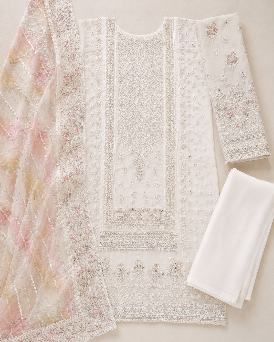 3Pcs Heavy Sequins Embroidered Chiffon Organza Collection – image 3 of 3