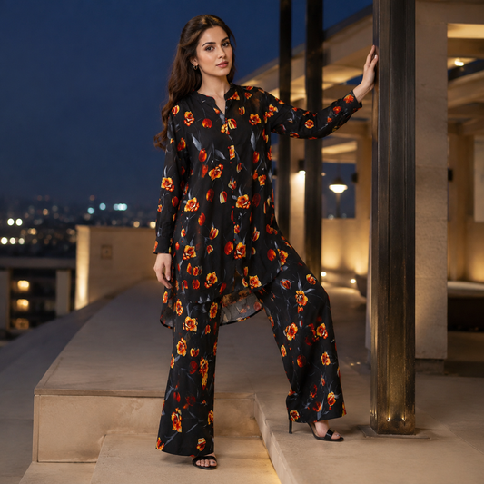 Black Tulip Printed 2 Piece Co-ord Set