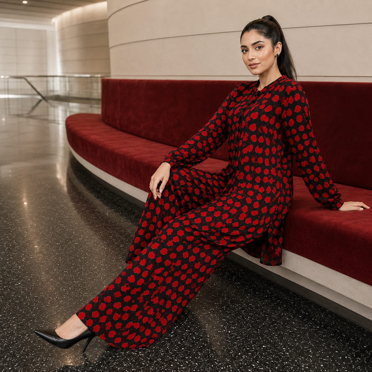 Black Cherry Printed 2 Piece Co-ord Set