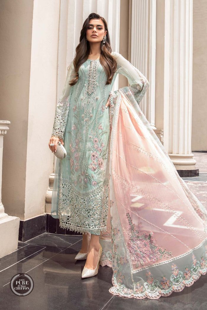 Luxury Heavy Embroidered Chiffon 3 Piece Unstitched Suit – image 4 of 9