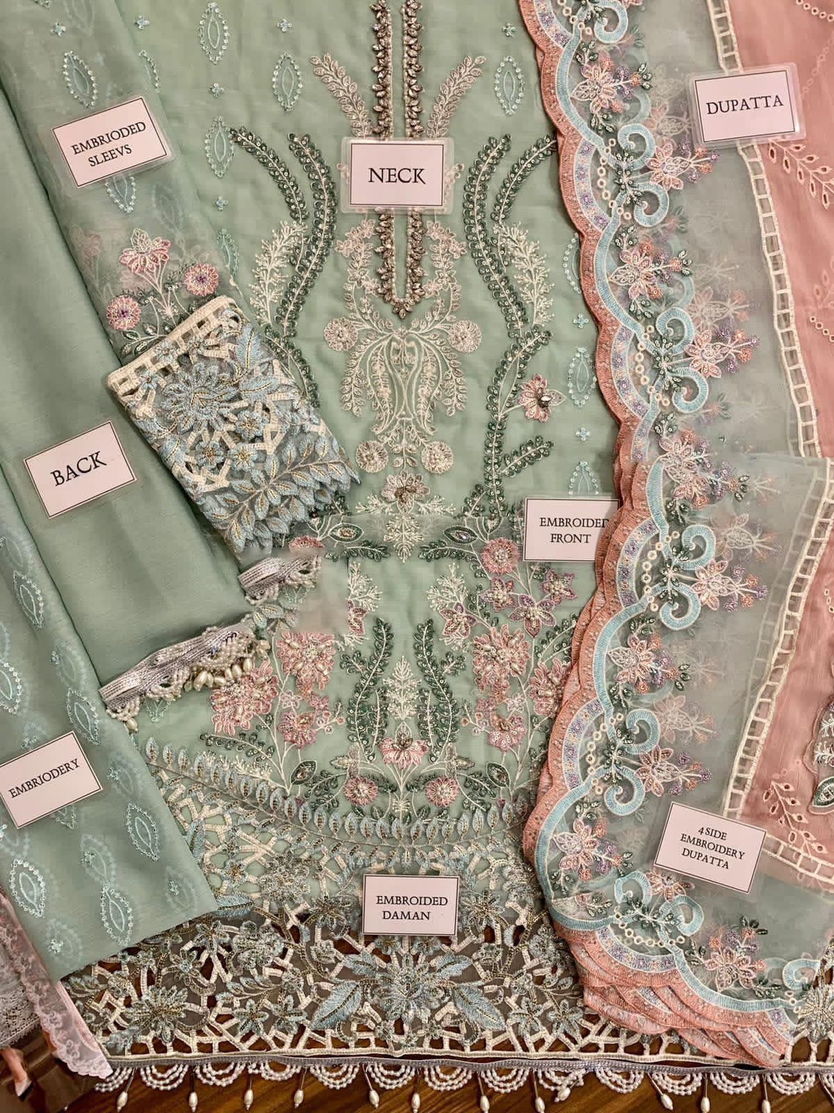 Luxury Heavy Embroidered Chiffon 3 Piece Unstitched Suit – image 5 of 9