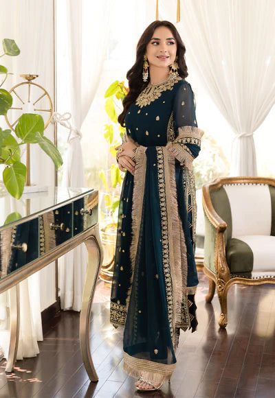 3 Piece Heavy Embroidered Chiffon Suit with Chiffon Dupatta – image 2 of 4