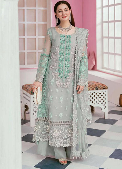 3 Piece Heavy Embroidered Organza Bridal Suit with Tassel Dupatta – image 1 of 5