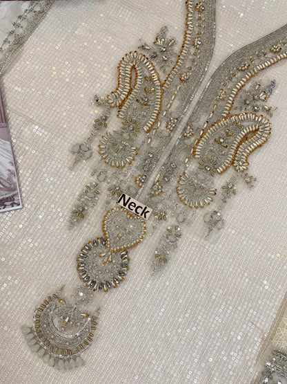 Ivory Heavy Embroidered Adda Work Chiffon 3 Piece Suit – Inspired by Maria B