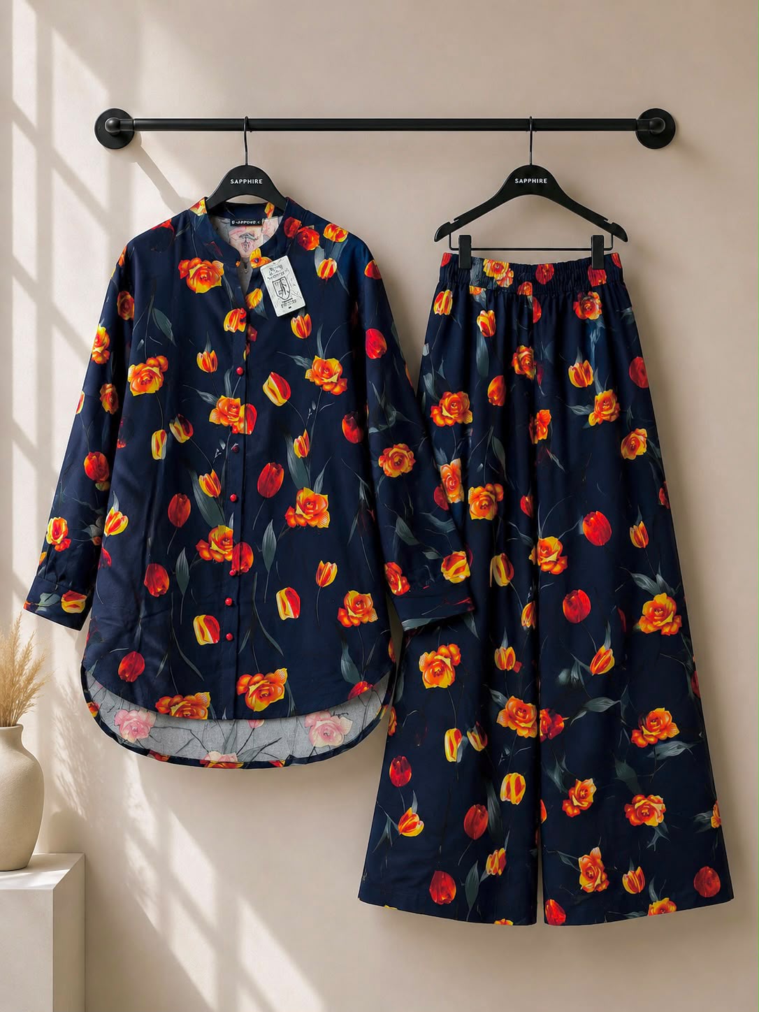 Navy Tulip Printed 2 Piece Co-ord Set