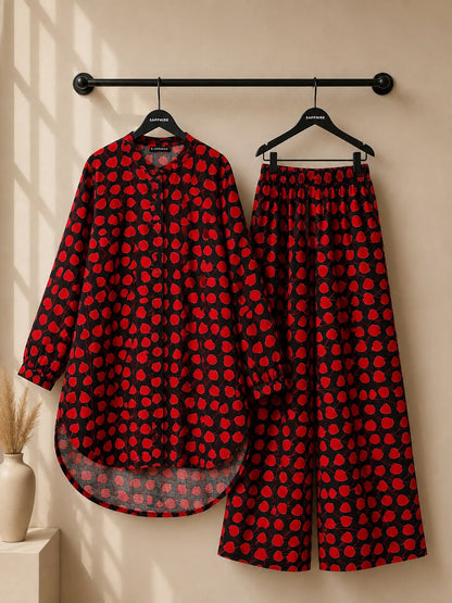 Black Cherry Printed 2 Piece Co-ord Set
