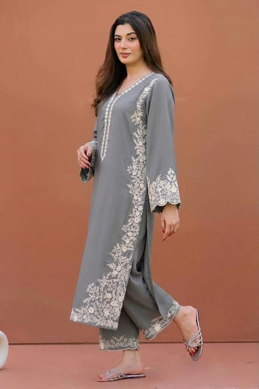 ASLING Heavy Embroidered Pure Unstitched Dhanak 2 Piece Suit – image 16 of 16