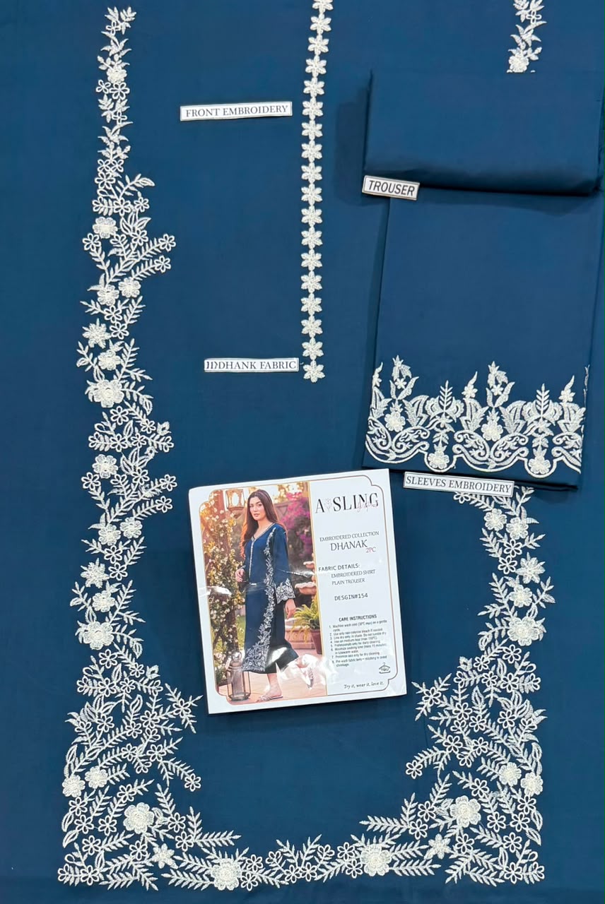 ASLING Heavy Embroidered Pure Unstitched Dhanak 2 Piece Suit – image 14 of 16