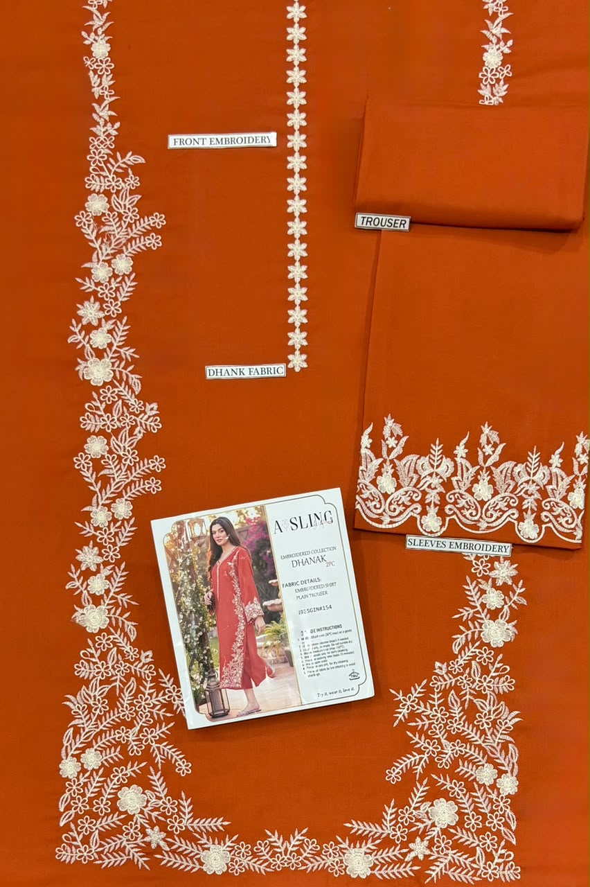 ASLING Heavy Embroidered Pure Unstitched Dhanak 2 Piece Suit – image 10 of 16