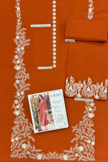ASLING Heavy Embroidered Pure Unstitched Dhanak 2 Piece Suit – image 10 of 16