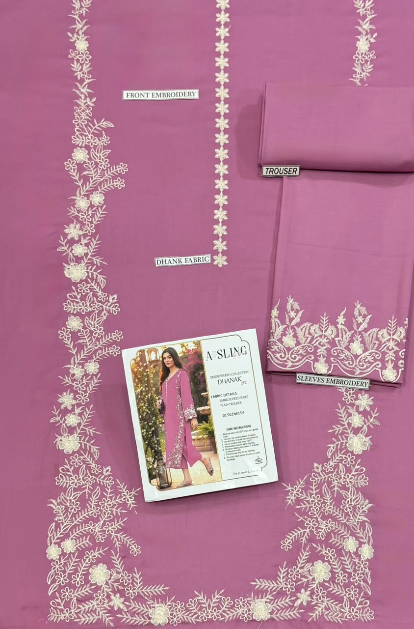 ASLING Heavy Embroidered Pure Unstitched Dhanak 2 Piece Suit – image 13 of 16