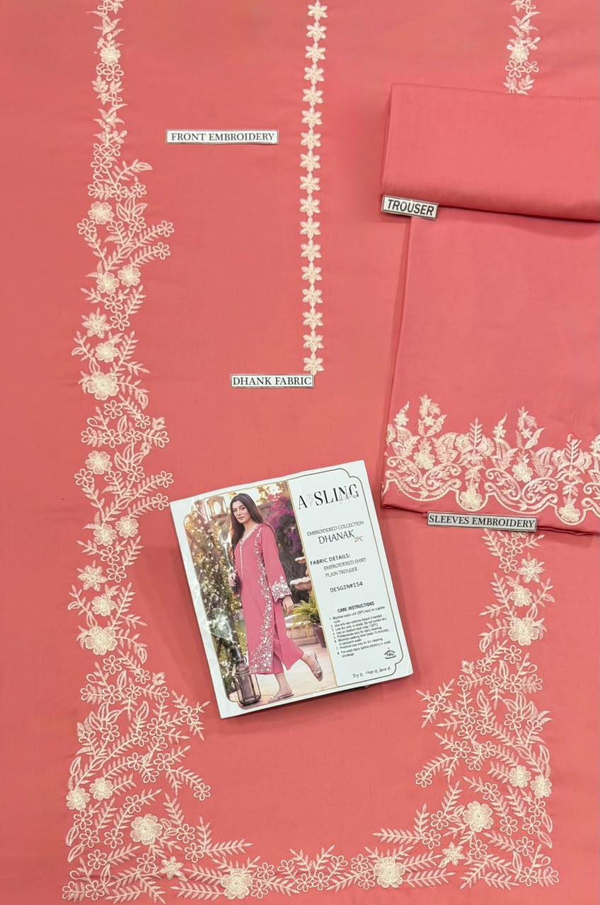ASLING Heavy Embroidered Pure Unstitched Dhanak 2 Piece Suit – image 12 of 16