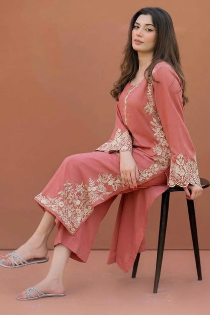 ASLING Heavy Embroidered Pure Unstitched Dhanak 2 Piece Suit – image 3 of 16