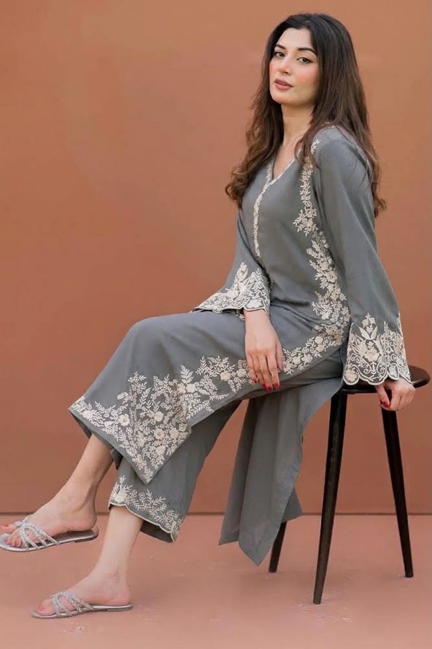 ASLING Heavy Embroidered Pure Unstitched Dhanak 2 Piece Suit – image 7 of 16