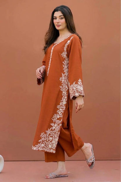 ASLING Heavy Embroidered Pure Unstitched Dhanak 2 Piece Suit – image 2 of 16
