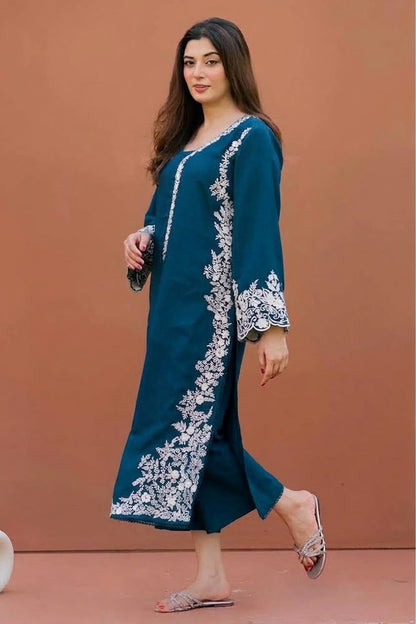 ASLING Heavy Embroidered Pure Unstitched Dhanak 2 Piece Suit – image 8 of 16