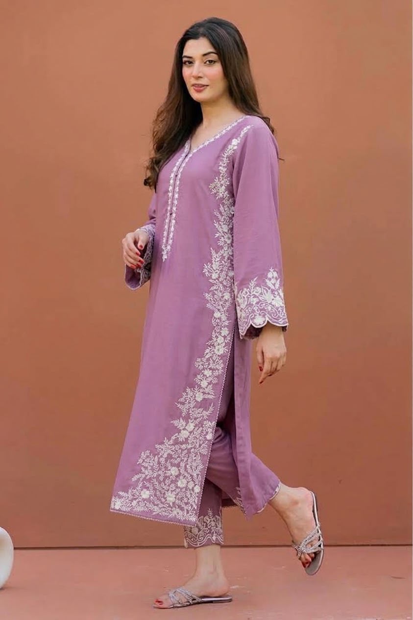 ASLING Heavy Embroidered Pure Unstitched Dhanak 2 Piece Suit – image 5 of 16