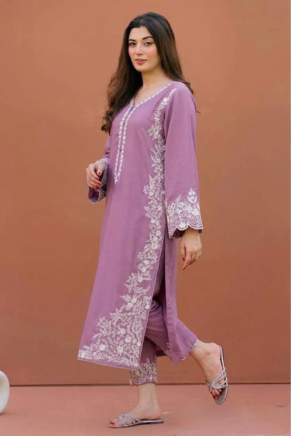 ASLING Heavy Embroidered Pure Unstitched Dhanak 2 Piece Suit – image 5 of 16