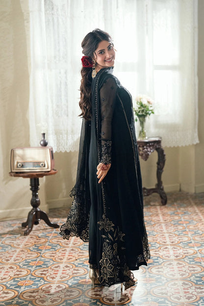 Azure Black Sequin Embellished Unstitched Chiffon Suit – image 2 of 9