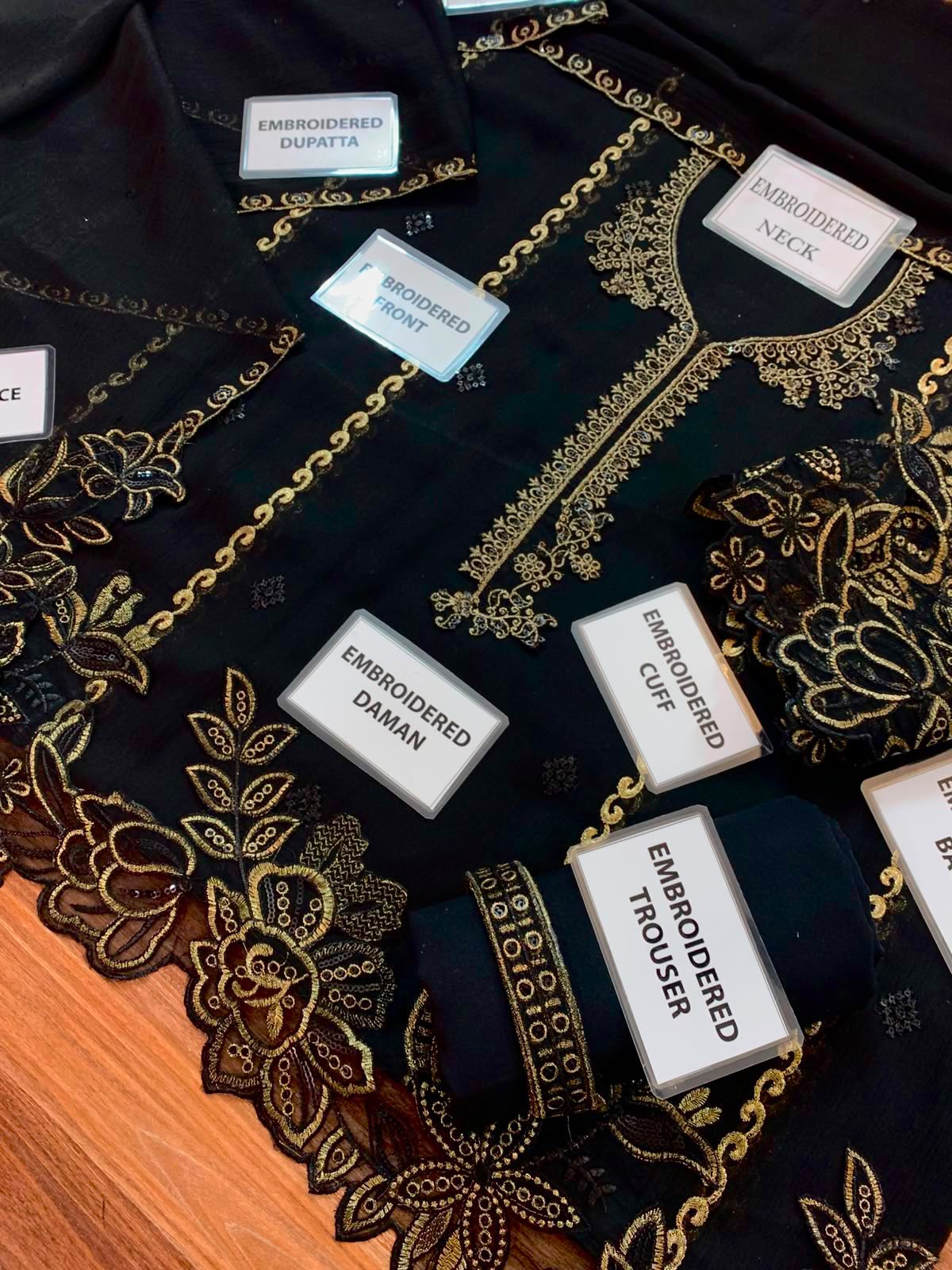 Azure Black Sequin Embellished Unstitched Chiffon Suit – image 8 of 9