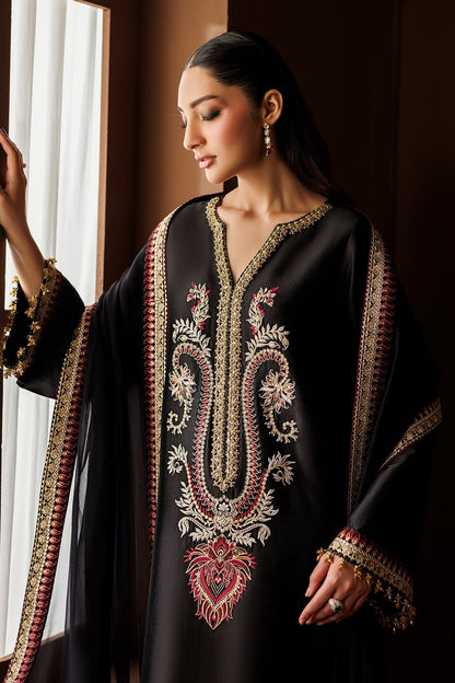 Baroque Heavy Embroidered Unstitched Silk 3 Piece Suit with Chiffon Dupatta – image 4 of 8