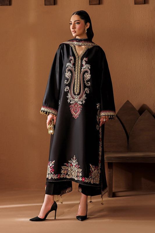 Baroque Heavy Embroidered Unstitched Silk 3 Piece Suit with Chiffon Dupatta – image 1 of 8