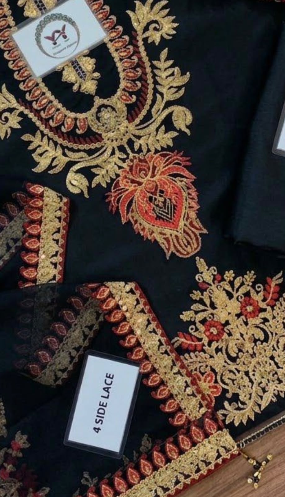 Baroque Heavy Embroidered Unstitched Silk 3 Piece Suit with Chiffon Dupatta – image 6 of 8
