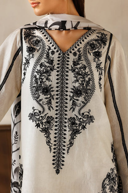 BAROQUE Ivory Heavy Embroidered Unstitched Dhanak 3 Piece Suit with Digital Printed Shawl – image 3 of 4