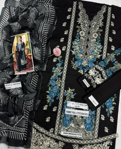 Jade Black Blue Floral Lace Embroidered 3 Piece Lawn Suit – image 6 of 6