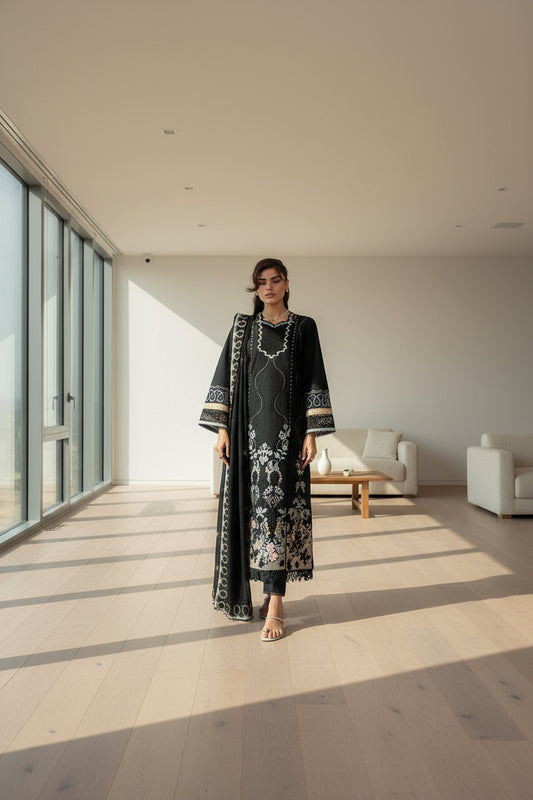 Black Ivory Embroidered 3 Piece Lawn Suit – Inspired by Jade – image 1 of 6