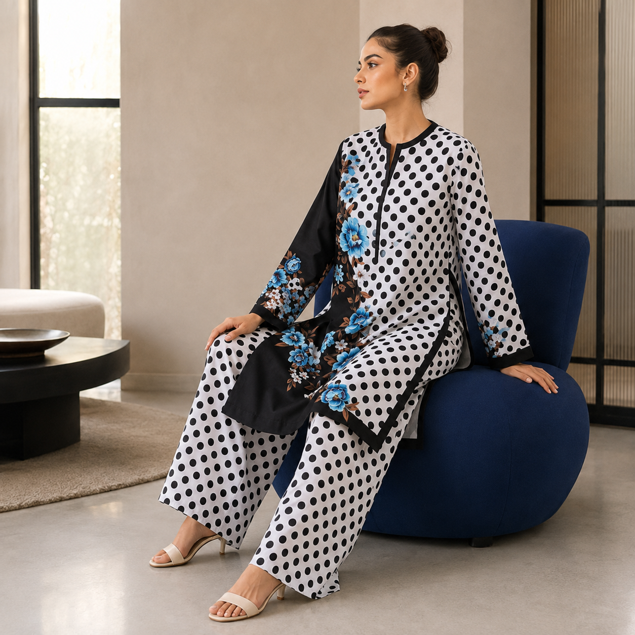 Black Polka Dot Printed 2 Piece Co-ord Set – image 2 of 5