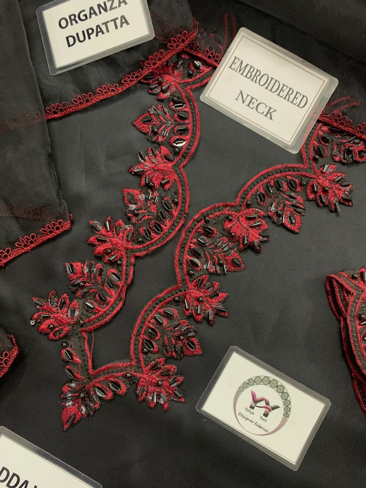 Black Ruby Black Heavy Embroidered Unstitched Shamooz Silk 3 Piece Suit – image 7 of 7