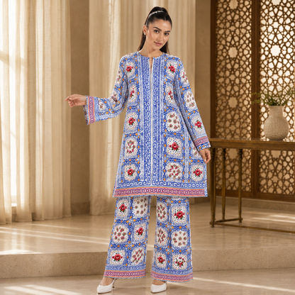 Blue Tile Printed 2 Piece Co-ord Set – image 1 of 4