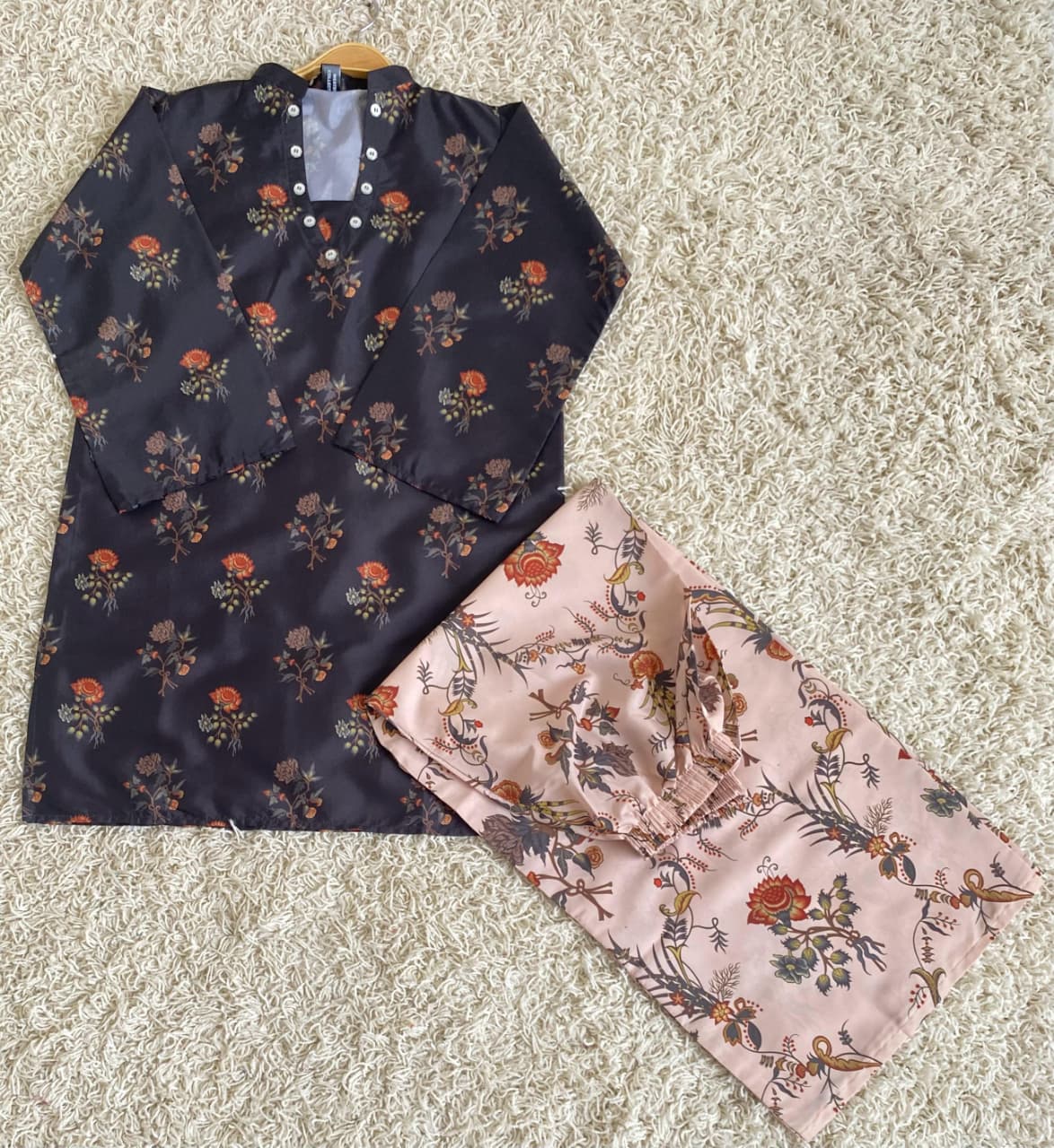 Dark Navy Peach Printed 2 Piece Co-ord Set – image 2 of 4