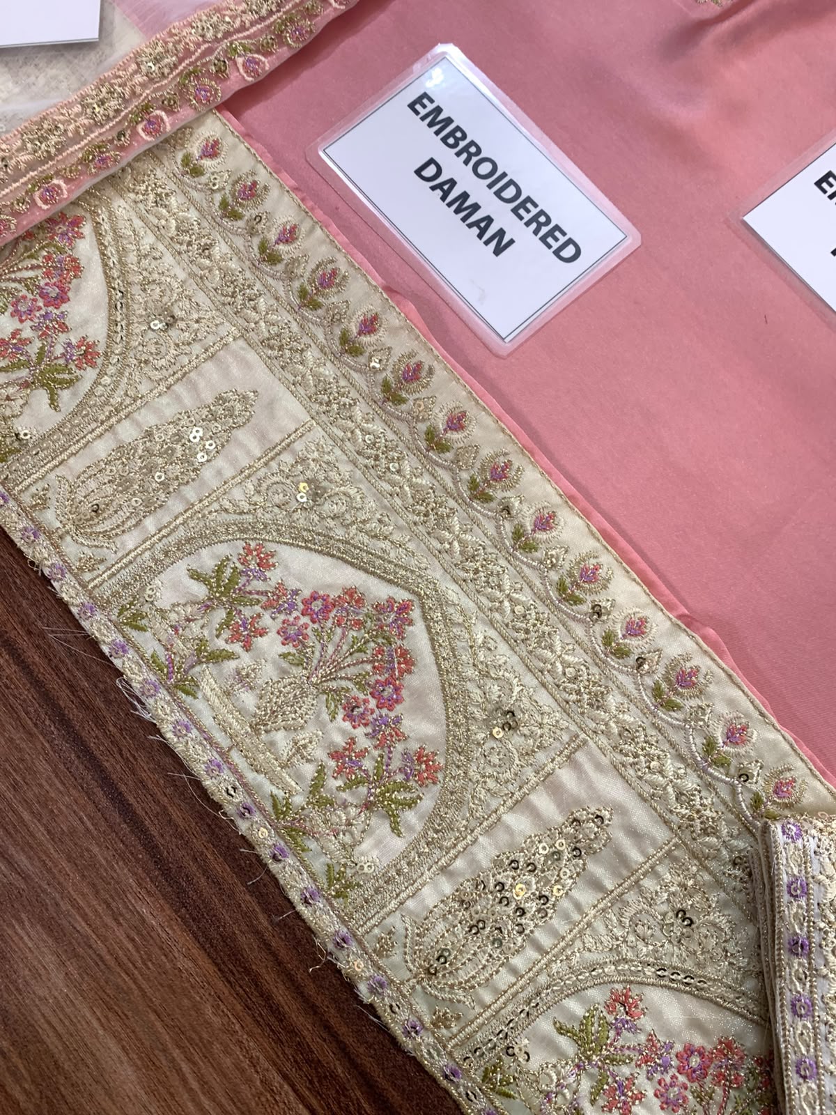 Ethnic Dusty Rose Heavy Embroidered Unstitched Silk 3 Piece Suit – image 5 of 7