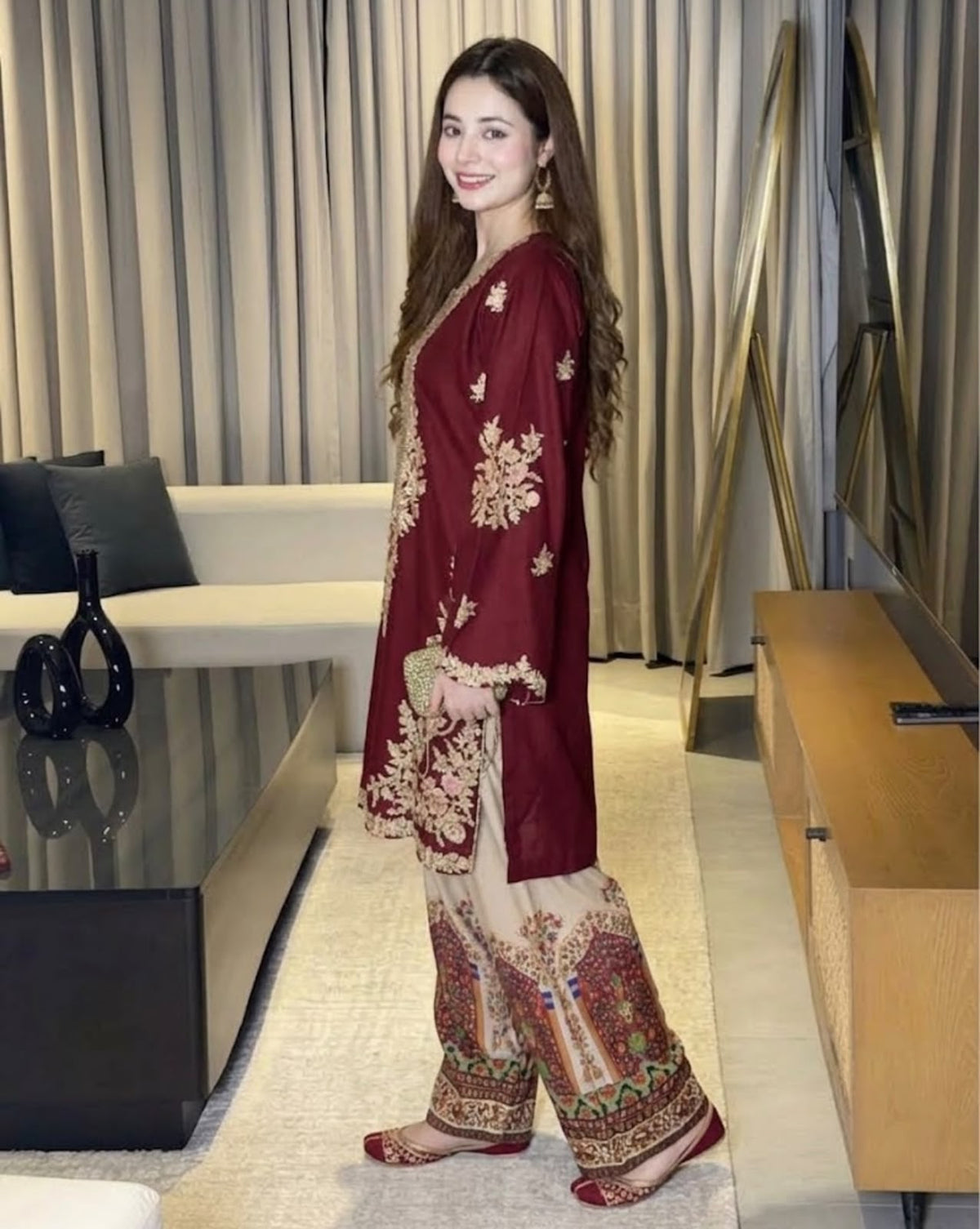 Ethnic Sequin Embroidered Unstitched Silk 2 Piece Suit – image 3 of 8