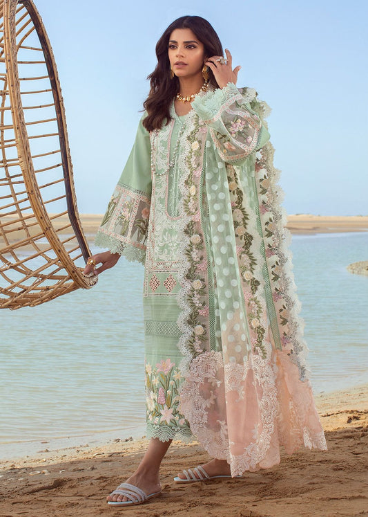 Floral Chikankari Embroidered 3 Piece Lawn Cotton Suit – Inspired by Crimson - front view