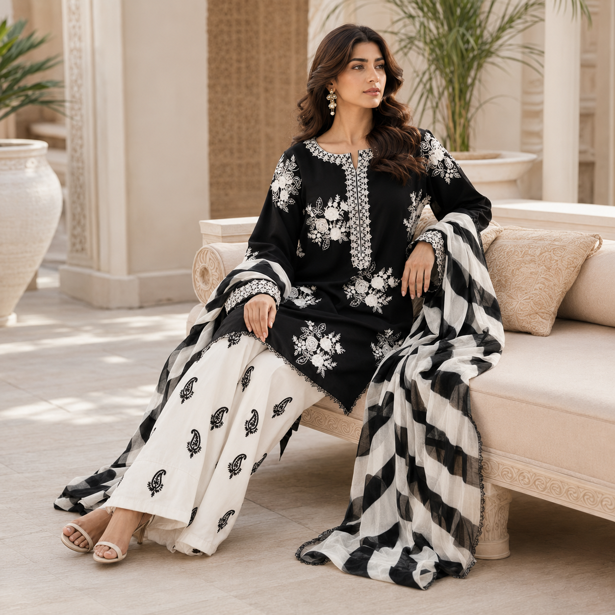 Floral Embroidered 3 Piece Unstitched Lawn Cotton Suit – Inspired by ANGAN – image 5 of 8