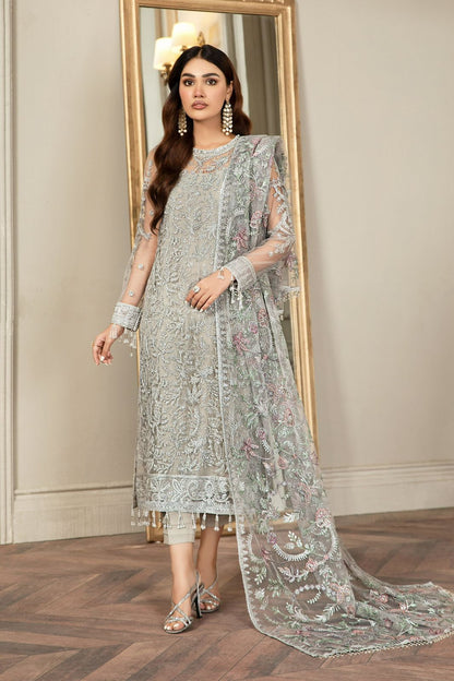 Zarif Grey Heavy Embroidered Net Suit – image 7 of 9