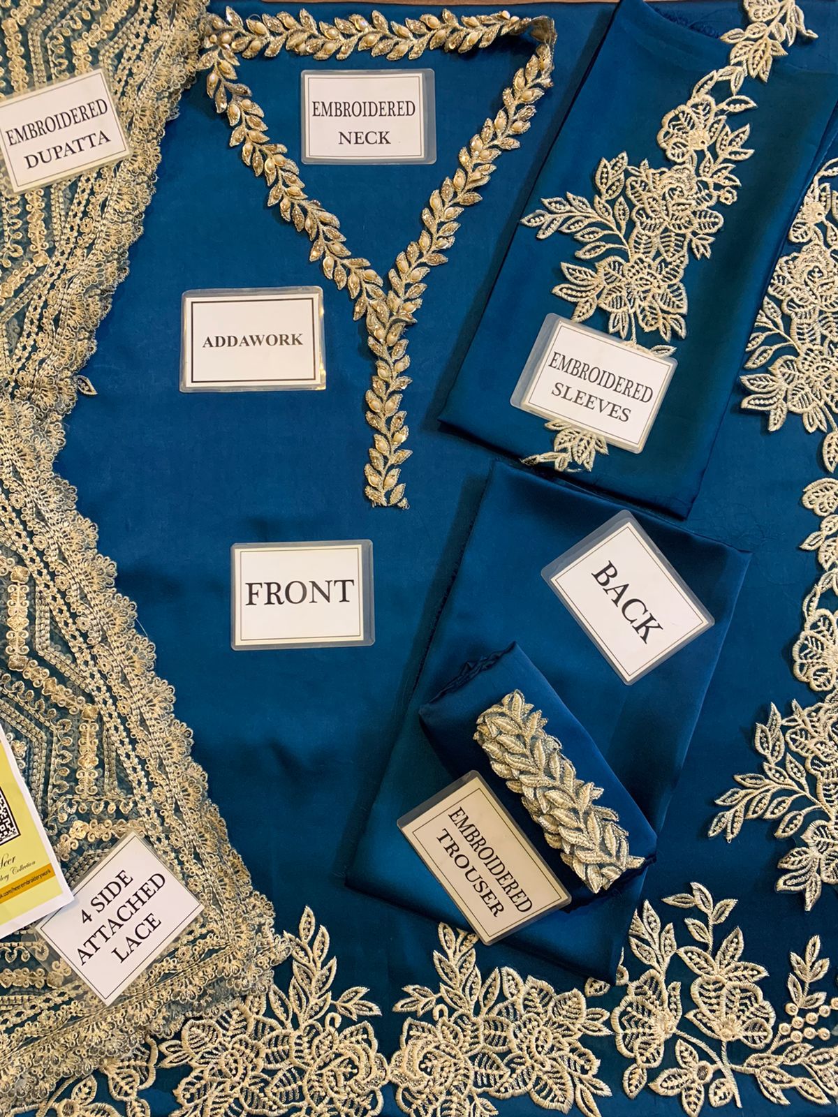 Zainab Chottani Hand Embellished Chevron Embroidered Silk 3 Piece Suit – image 10 of 13
