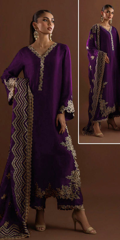 Zainab Chottani Hand Embellished Chevron Embroidered Silk 3 Piece Suit – image 2 of 13