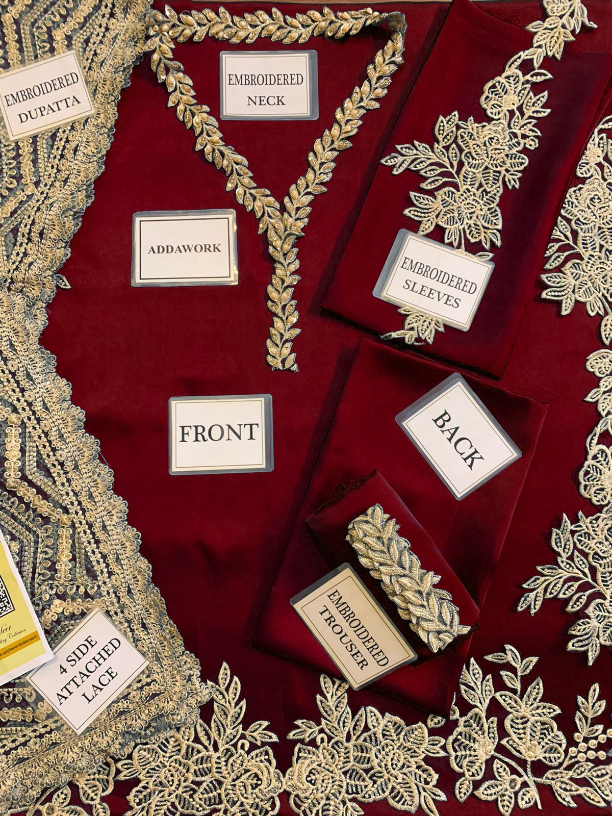 Zainab Chottani Hand Embellished Chevron Embroidered Silk 3 Piece Suit – image 4 of 13