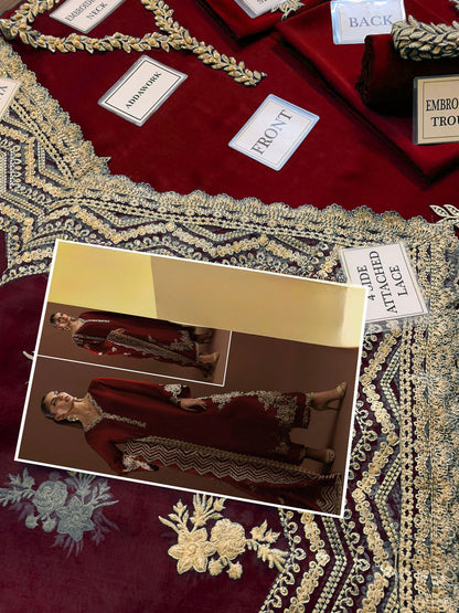 Zainab Chottani Hand Embellished Chevron Embroidered Silk 3 Piece Suit – image 6 of 13