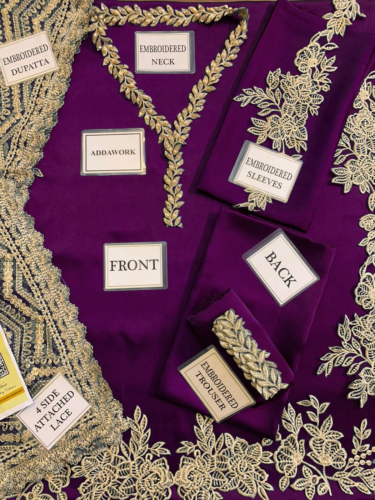 Zainab Chottani Hand Embellished Chevron Embroidered Silk 3 Piece Suit – image 7 of 13