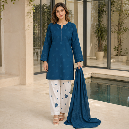 Heart Embroidered 2 Piece Dhanak Suit – image 3 of 10