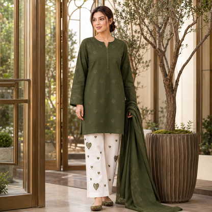 Heart Embroidered 2 Piece Dhanak Suit – image 5 of 10