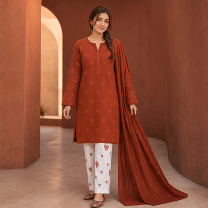 Heart Embroidered 2 Piece Dhanak Suit – image 7 of 10