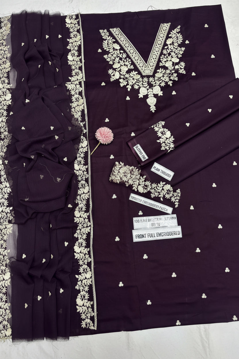 PEZWAAN Heavy Embroidered 3 Piece Lawn Suit – image 10 of 13